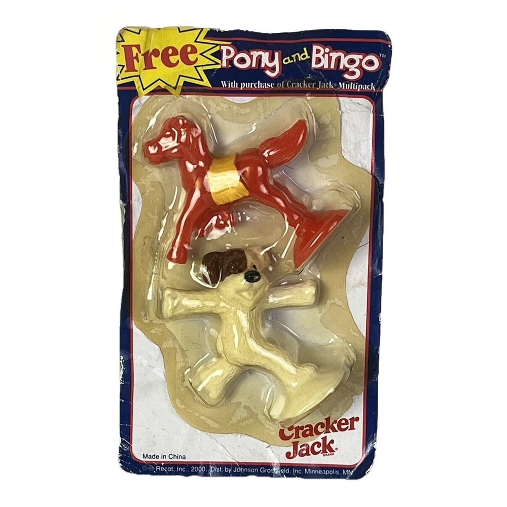 CRACKER JACK TOY Pony & Bingo Dog 2000 In Package Suction Toys